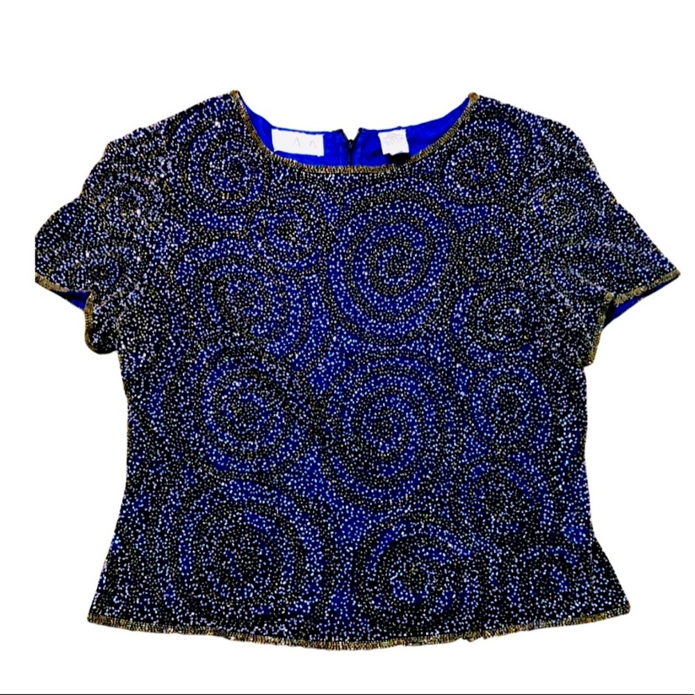 Vintage Scala Silk Beaded Top Size Large